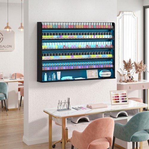 Wood nail polish rack - polish, w/led