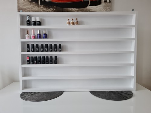 Wall mounted wood nail polish